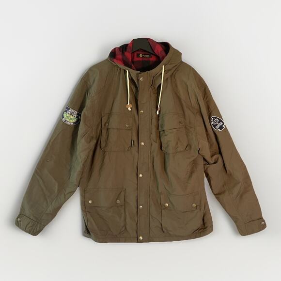 The Duffer of St George Men’s Jacket Size L Preppy Military Plaid Full Zip Coat - Picture 1 of 14